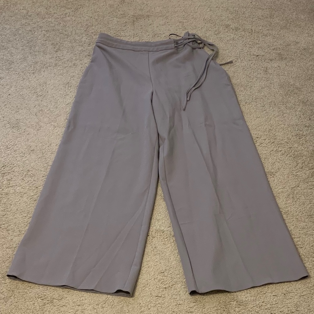 Missguided petite, grey wide leg pants with side tie